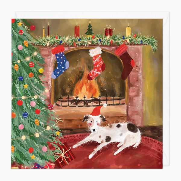 Christmas Card-XA180 - Spot By The Fire Christmas Card-Whistlefish