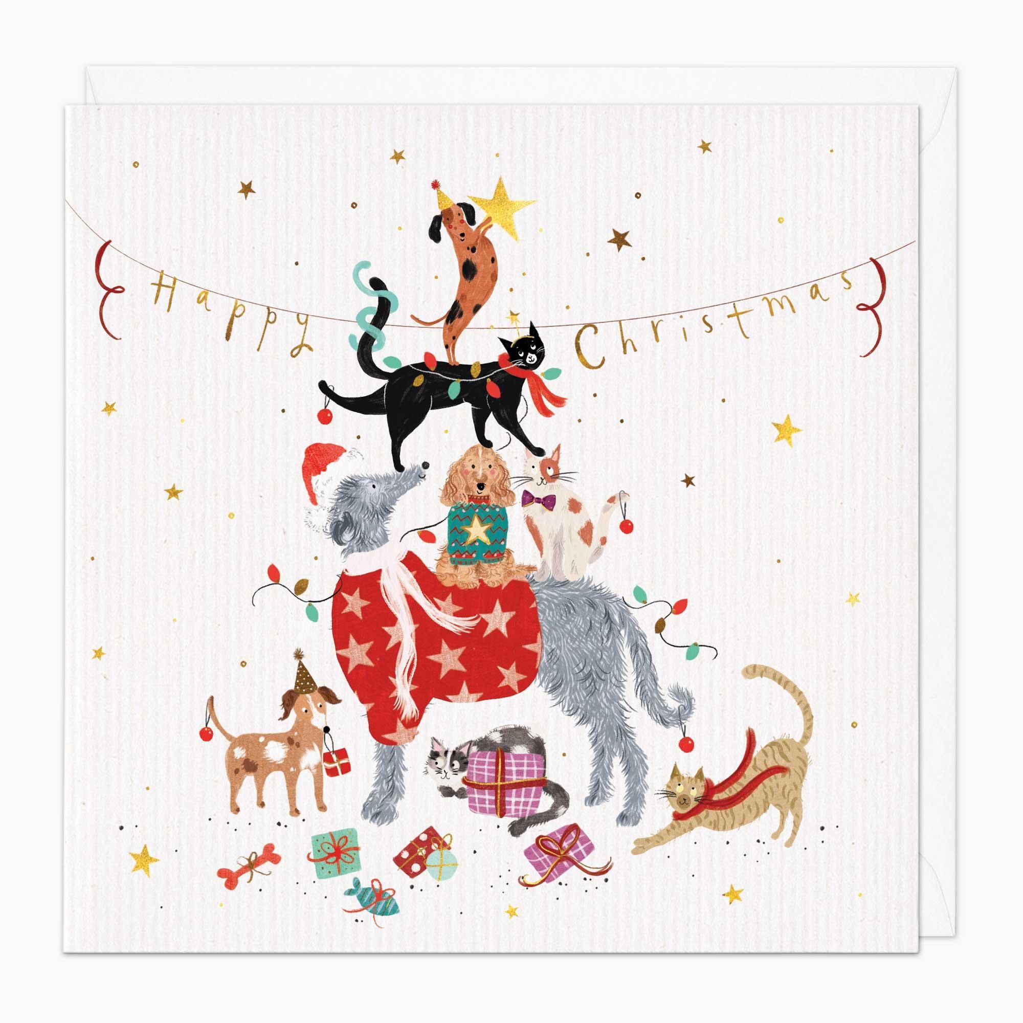Christmas Card-XA189 - Pyramid Of Pets Christmas Card-Whistlefish