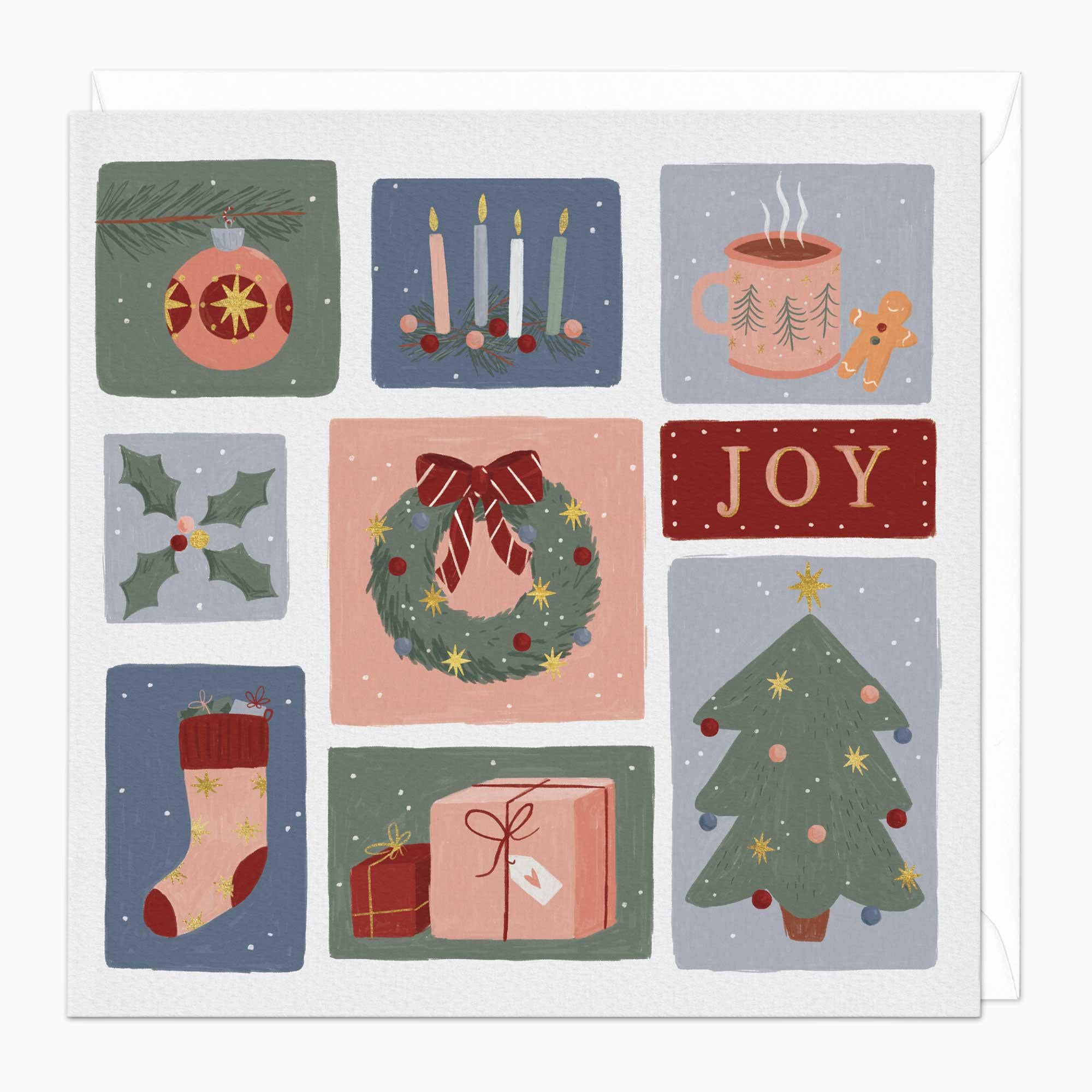 Christmas Card-XA190 - Patchwork Christmas Card-Whistlefish