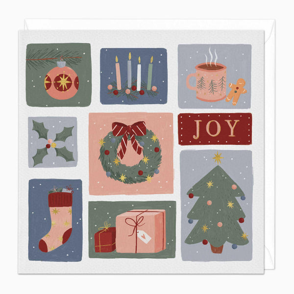 Christmas Card-XA190 - Patchwork Christmas Card-Whistlefish