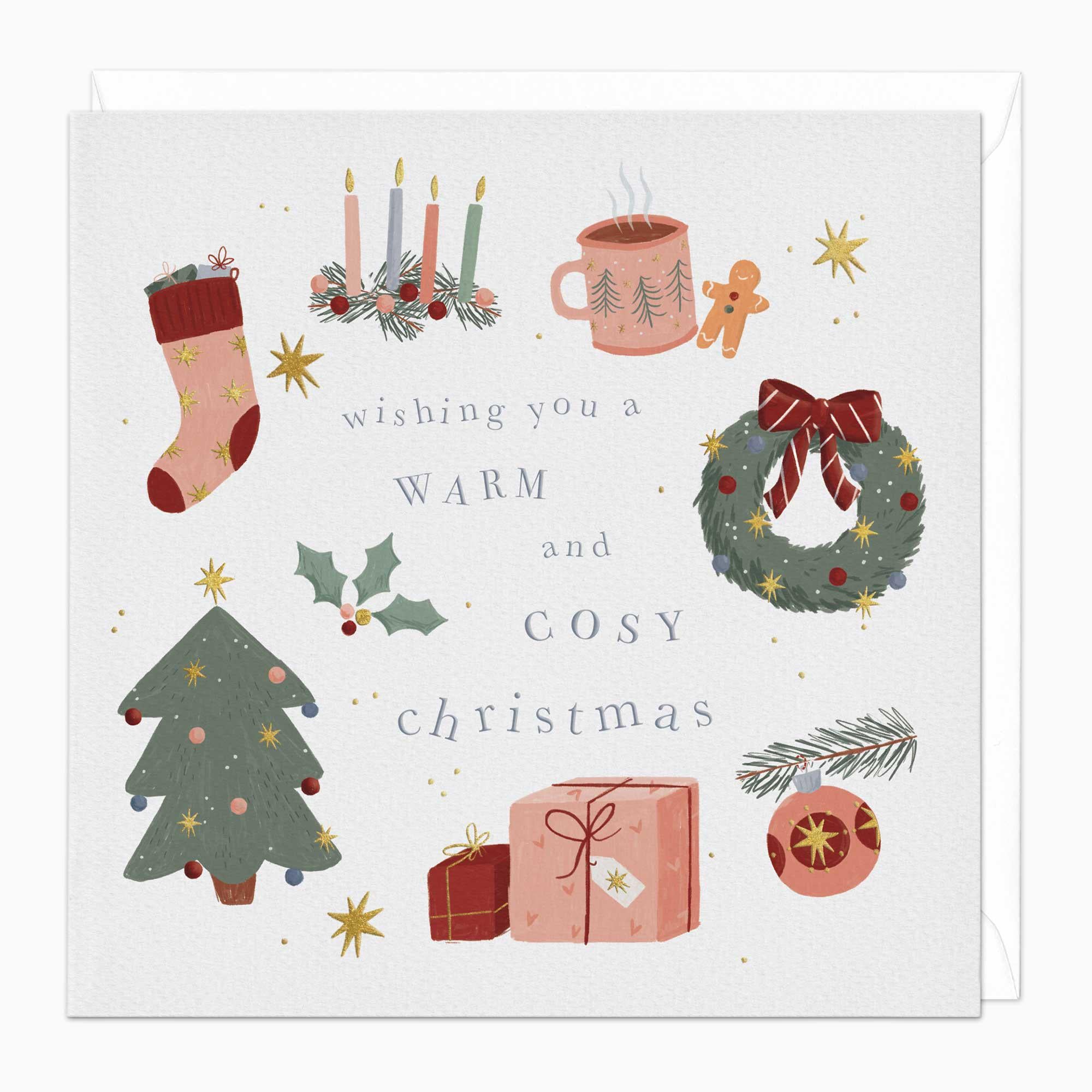 Christmas Card-XA191 - Patchwork Cosy Christmas Card-Whistlefish