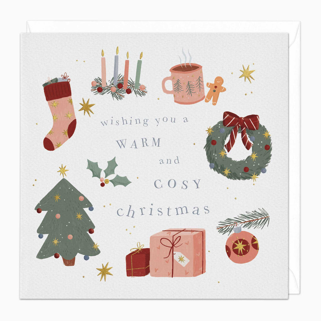 Christmas Card-XA191 - Patchwork Cosy Christmas Card-Whistlefish