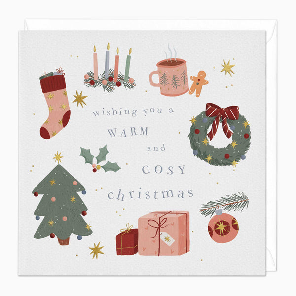 Christmas Card-XA191 - Patchwork Cosy Christmas Card-Whistlefish