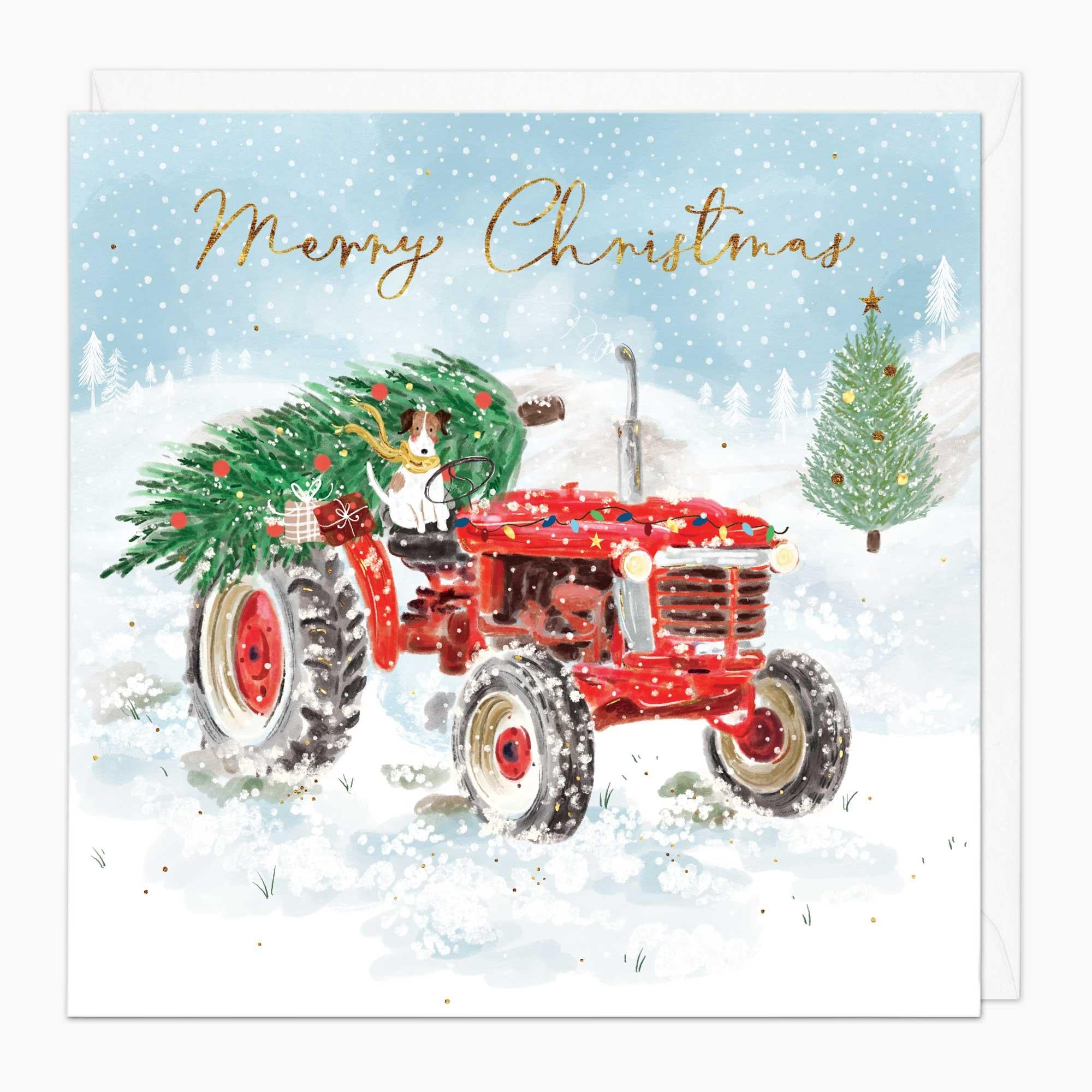 Christmas Card-XA194 - Tractor Tree Christmas Card-Whistlefish