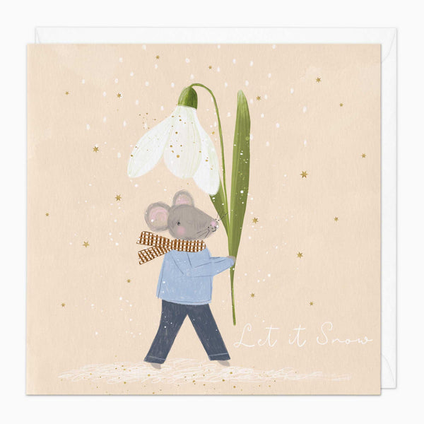 Christmas Card-XA199 - Mini Mice Snowdrop Christmas Card-Whistlefish