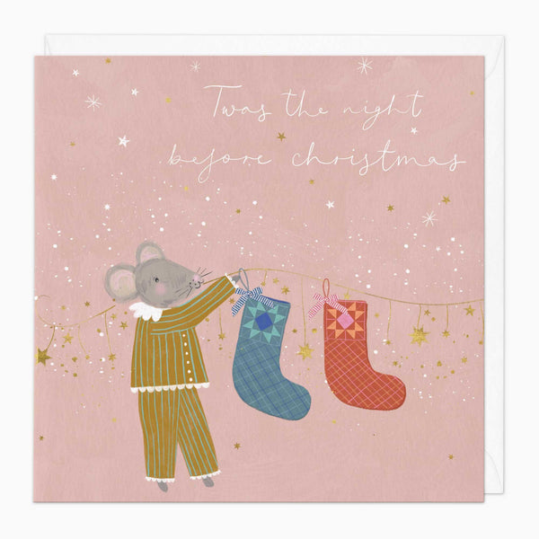 Christmas Card-XA200 - Mini Mice Stockings Christmas Card-Whistlefish