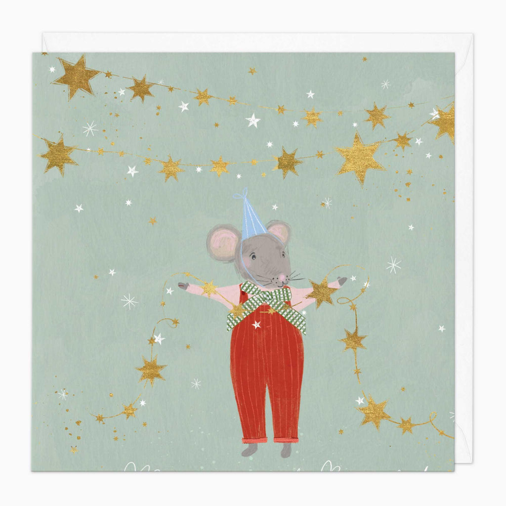 Christmas Card-XA202 - Mini Mice Star Garland Christmas Card-Whistlefish