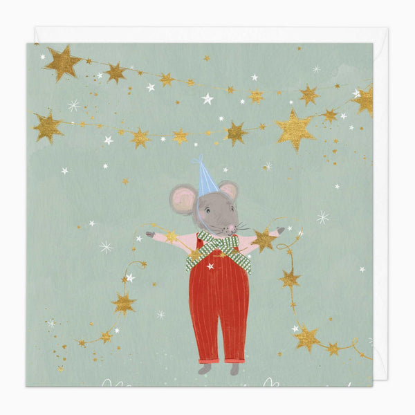 Christmas Card-XA202 - Mini Mice Star Garland Christmas Card-Whistlefish