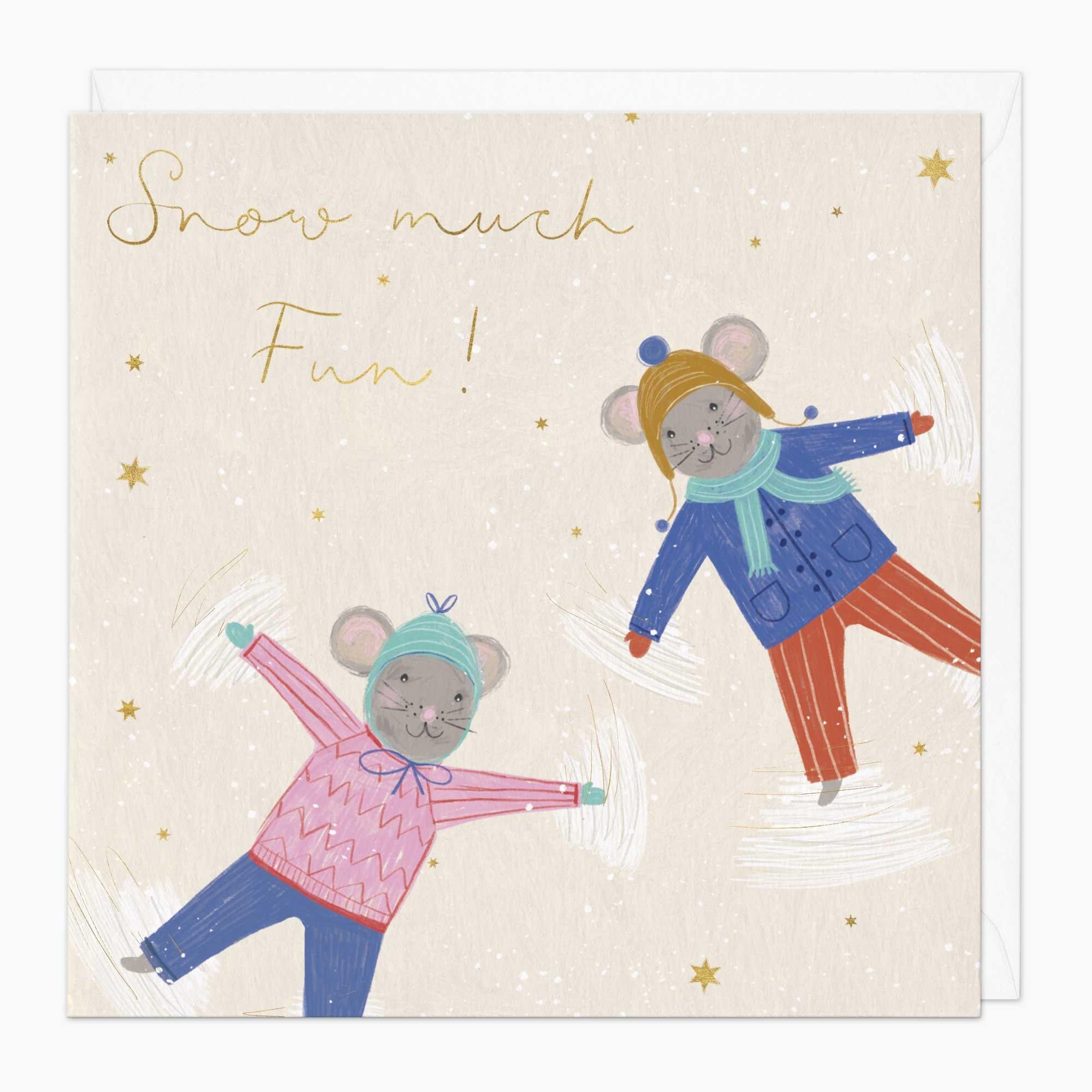 Christmas Card-XA203 - Mini Mice Snow Angel Christmas Card-Whistlefish