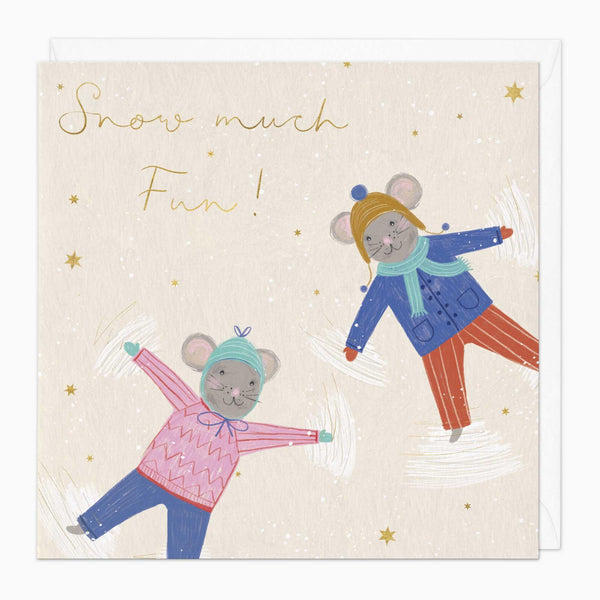 Christmas Card-XA203 - Mini Mice Snow Angel Christmas Card-Whistlefish