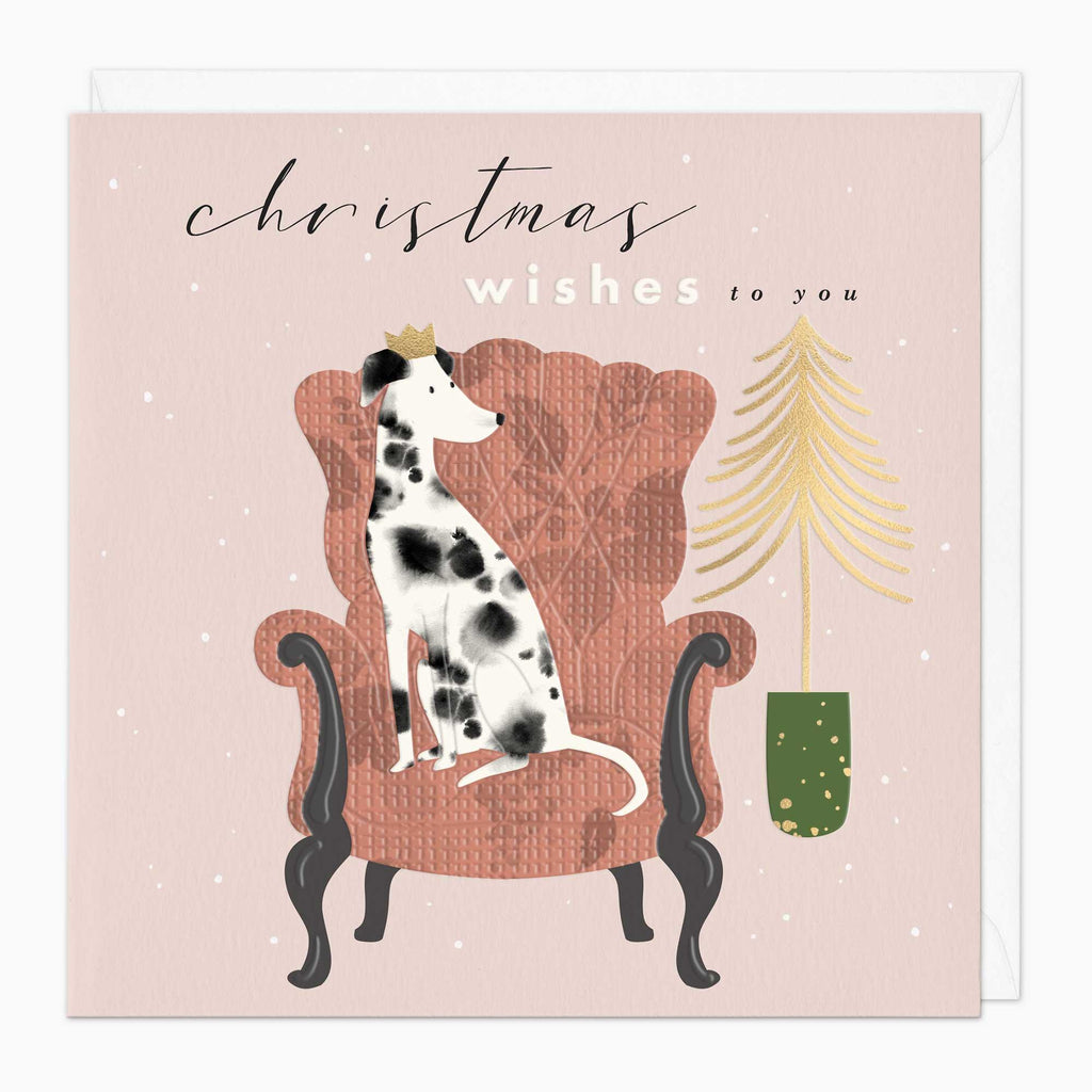 Christmas Card-XA206 - Gold Dalmation Christmas Card-Whistlefish