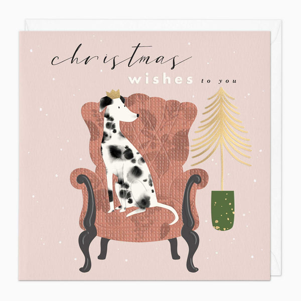 Christmas Card-XA206 - Gold Dalmation Christmas Card-Whistlefish