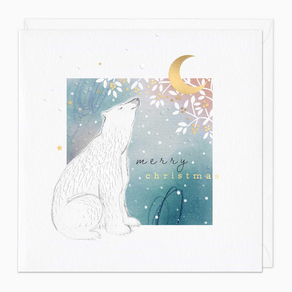 Christmas Card-XA207 - Gold Polar Bear Christmas Card-Whistlefish