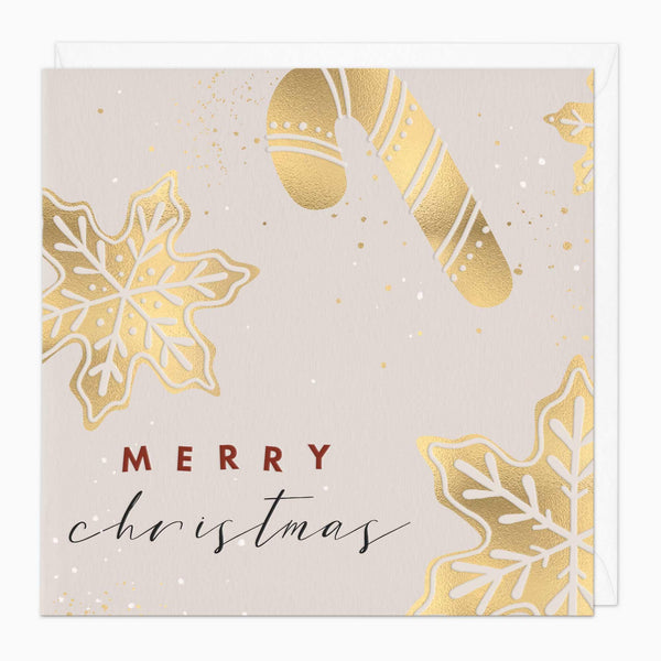 Christmas Card-XA208 - Gold Snowflakes Christmas Card-Whistlefish