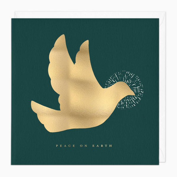 Christmas Card-XA209 - Peace On Earth Gold Dove Christmas Card-Whistlefish