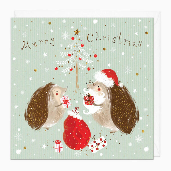 Christmas Card-XA211 - Hedgehog Santa Christmas Card-Whistlefish