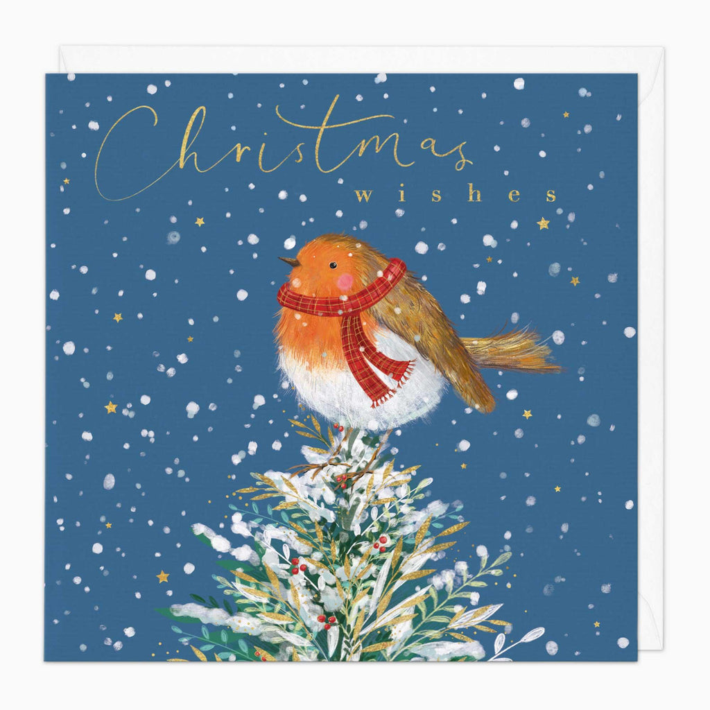 Christmas Card-XA226 - Robin On A Tree Christmas Card-Whistlefish