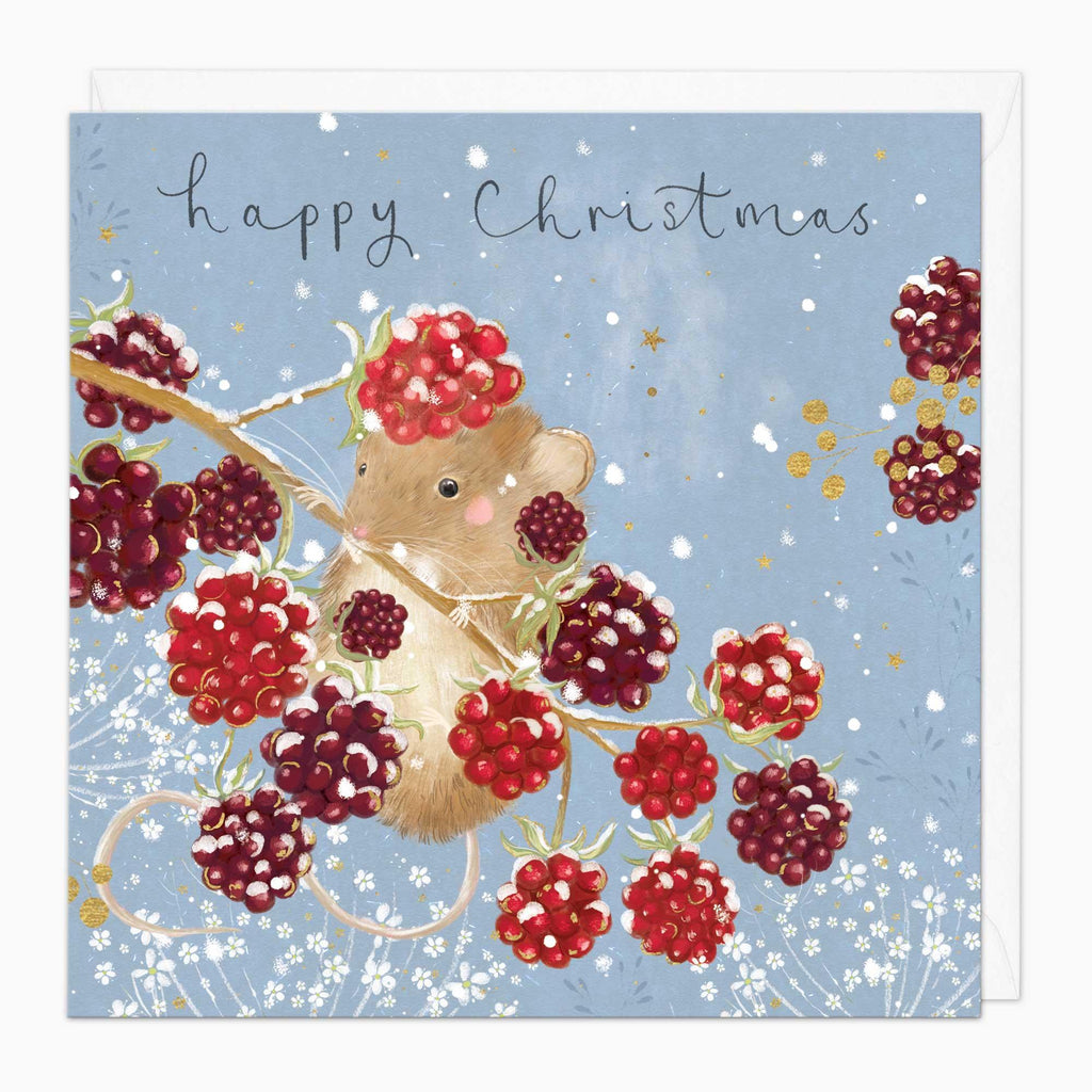 Christmas Card-XA229 - Field Mouse & Berries Christmas Card-Whistlefish