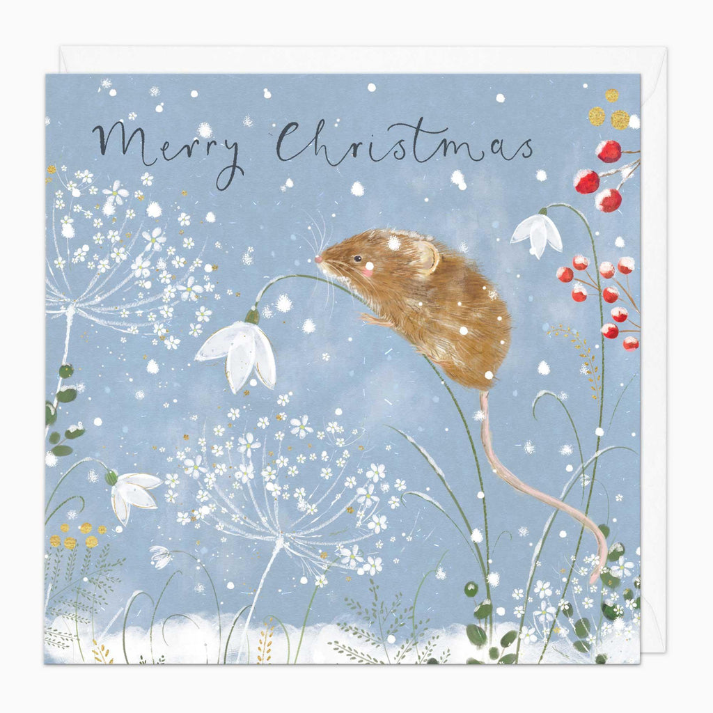 Christmas Card-XA231 - Field Mouse & Snowdrop Christmas Card-Whistlefish