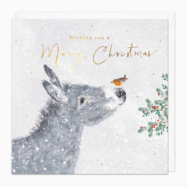 Christmas Card-XA237 - Donkey & Robin Christmas Card-Whistlefish