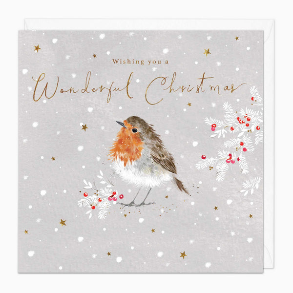 Christmas Card-XA239 - Robin & Berries Christmas Card-Whistlefish