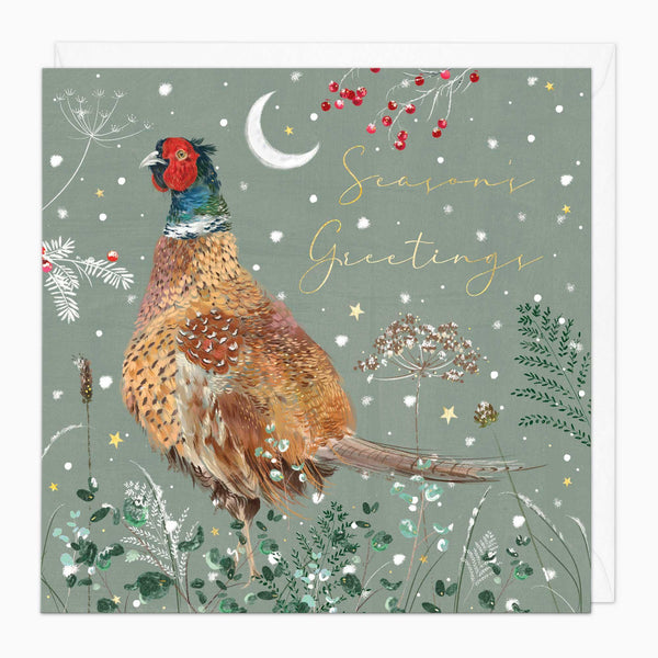 Christmas Card-XA240 - Pheasant & Berries Christmas Card-Whistlefish