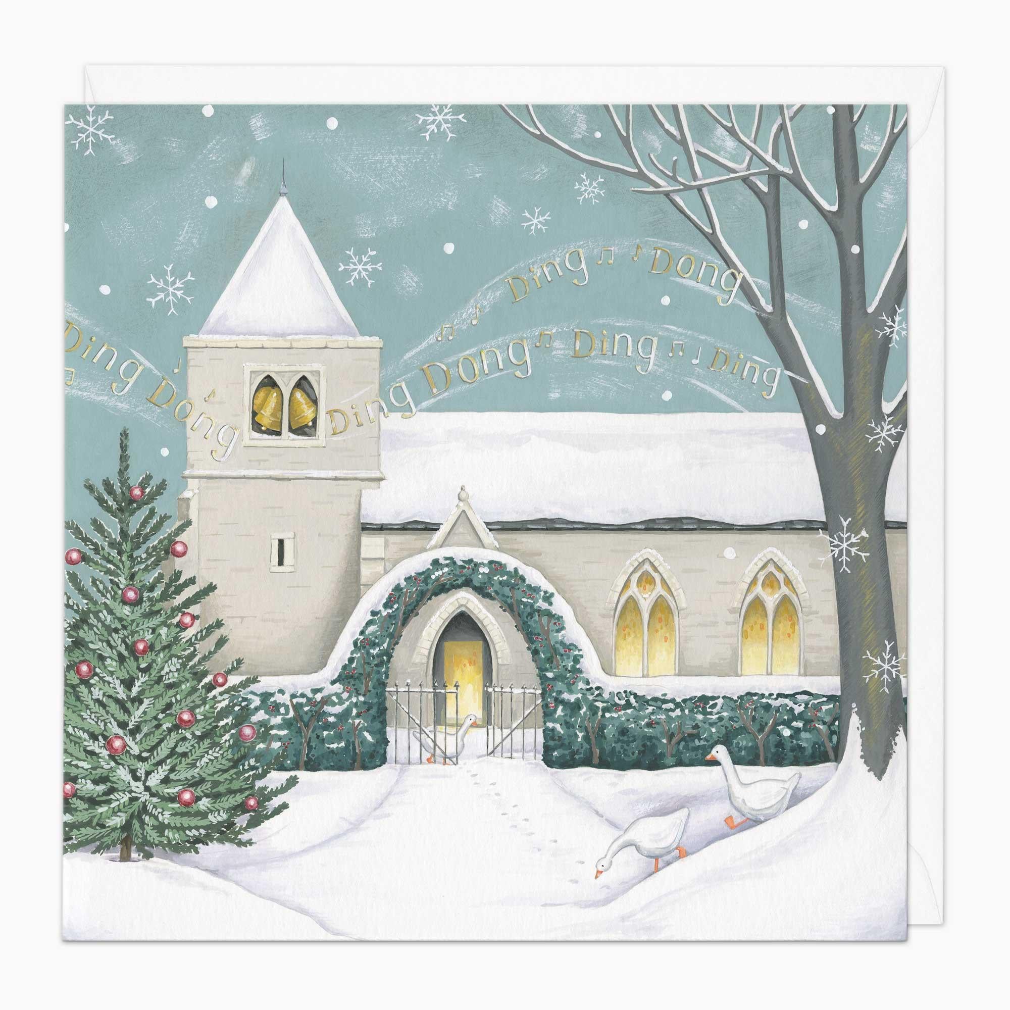 Christmas Card-XA248 - Ringing Church Christmas Card-Whistlefish