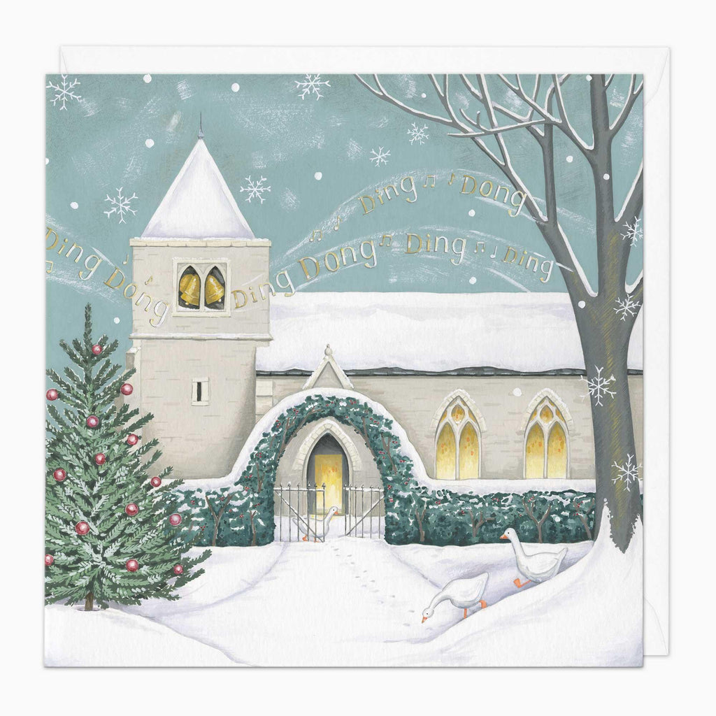 Christmas Card-XA248 - Ringing Church Christmas Card-Whistlefish