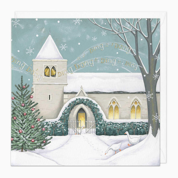 Christmas Card-XA248 - Ringing Church Christmas Card-Whistlefish