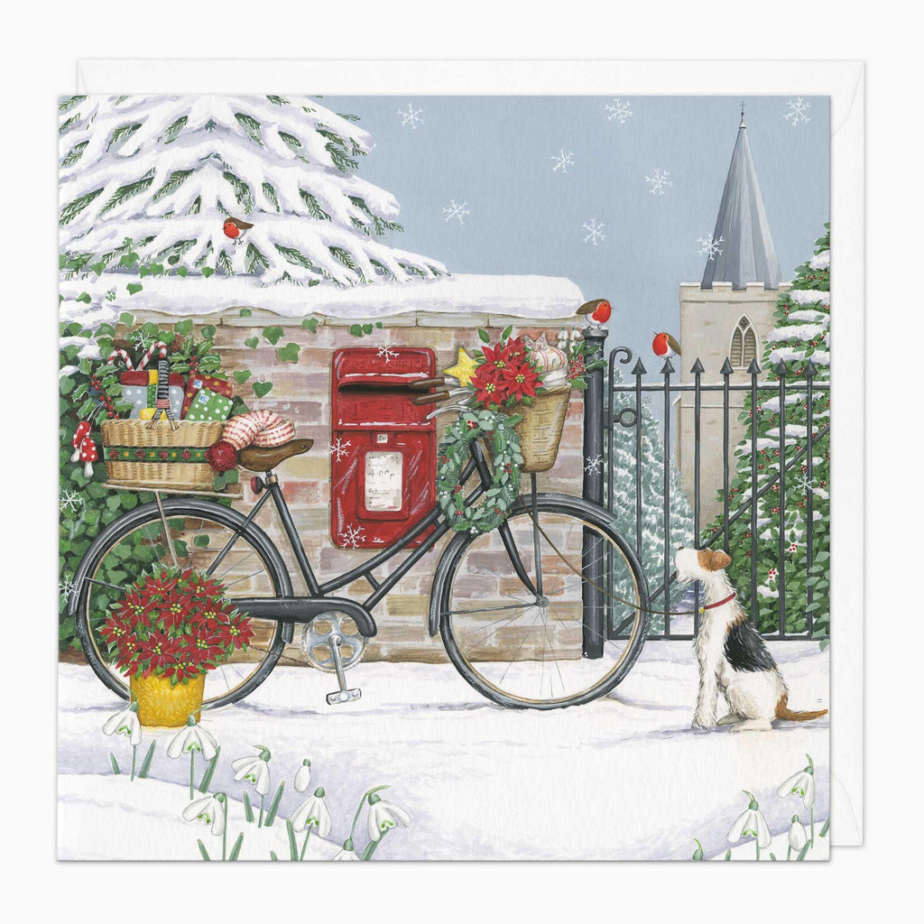 Christmas Card-XA250 - Bike By The Postbox Christmas Card-Whistlefish