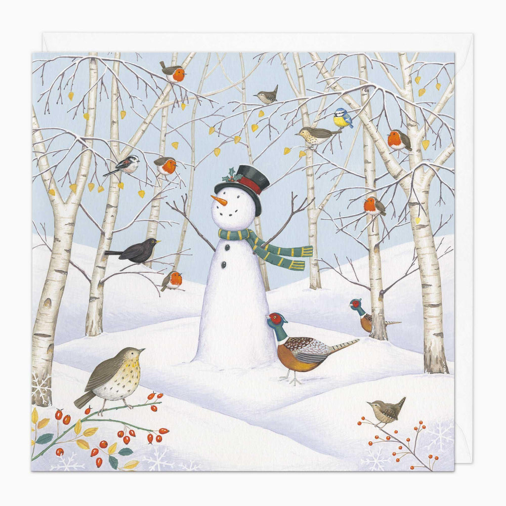 Christmas Card-XA256 - Snowman In The Woods Christmas Card-Whistlefish