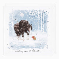 Christmas Card-XA263 - Horse & Bunny Christmas Card-Whistlefish