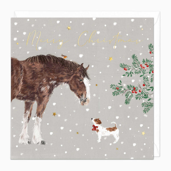 Christmas Card-XA270 - Horse & Hound Christmas Card-Whistlefish