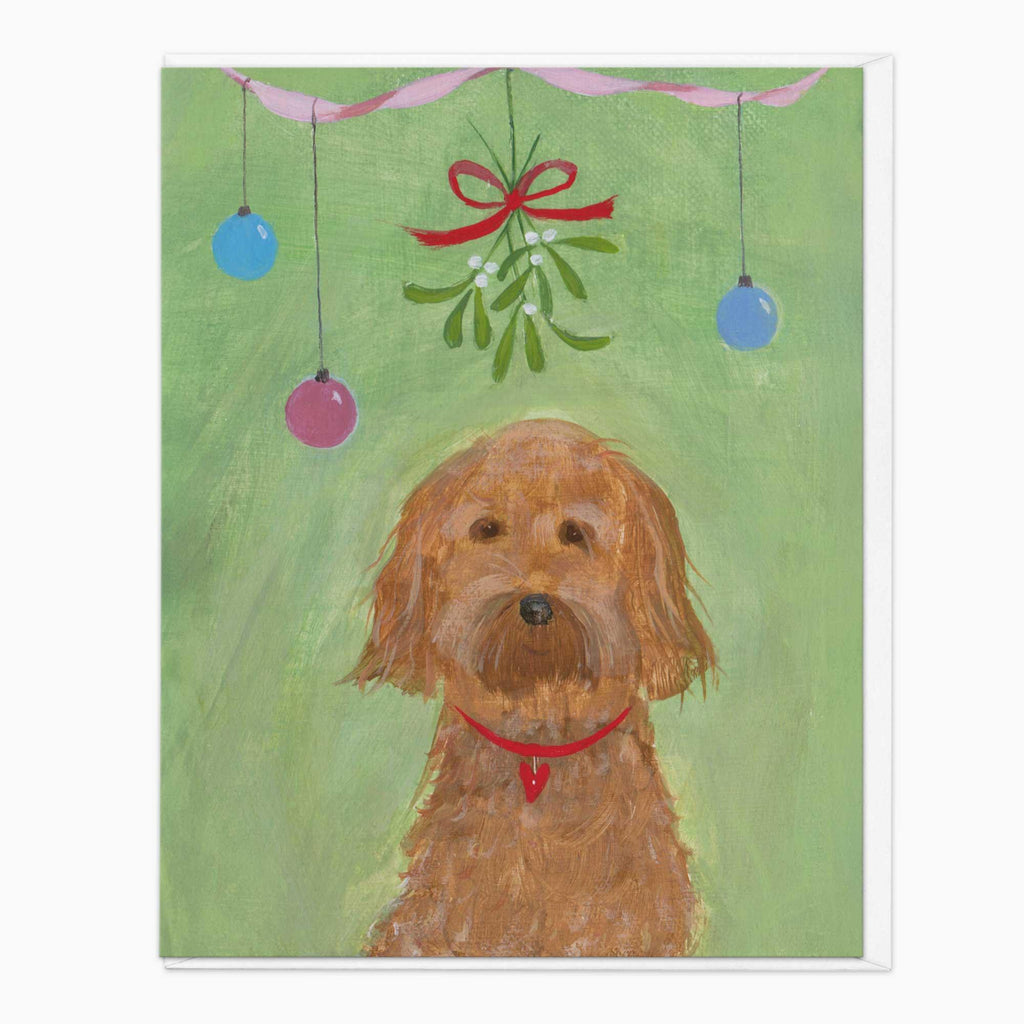 Christmas Card-XA283 - Mistletoe Pup Christmas Card-Hannah Cole