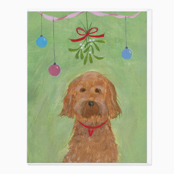 Christmas Card-XA283 - Mistletoe Pup Christmas Card-Hannah Cole