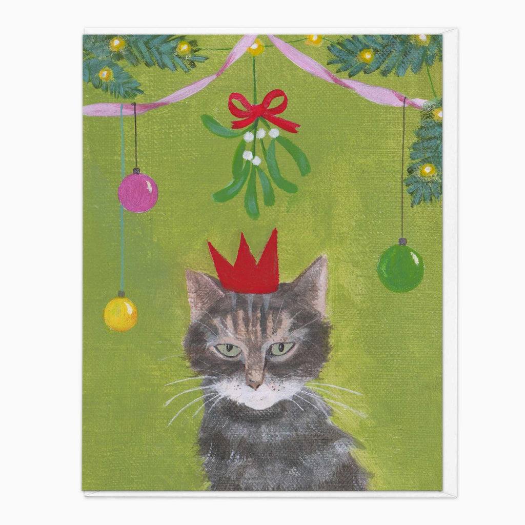 Christmas Card-XA284 - Mistletoe Cat Christmas Card-Hannah Cole