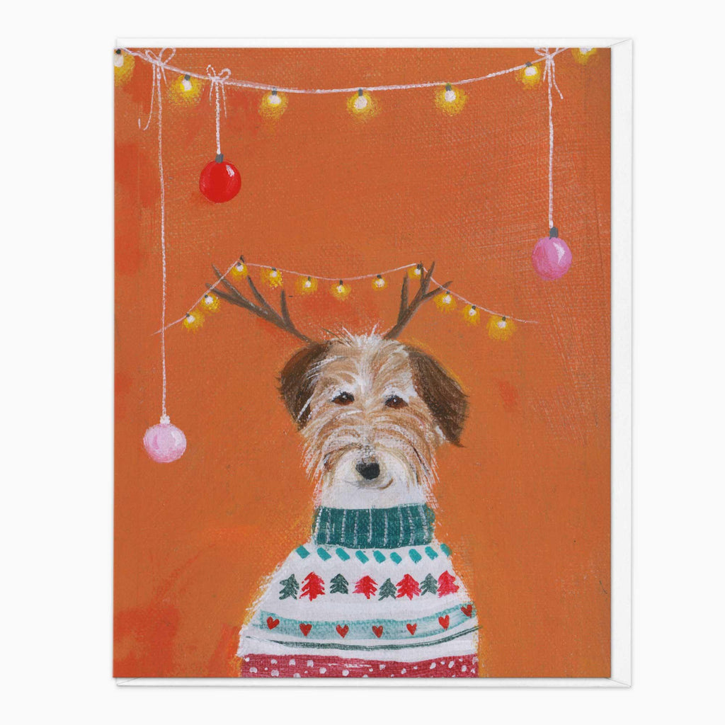 Christmas Card-XA285 - Reindeer Dog Christmas Card-Hannah Cole