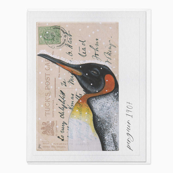 Christmas Card-XA294 - Vintage Postcard Penguin Christmas Card-Whistlefish