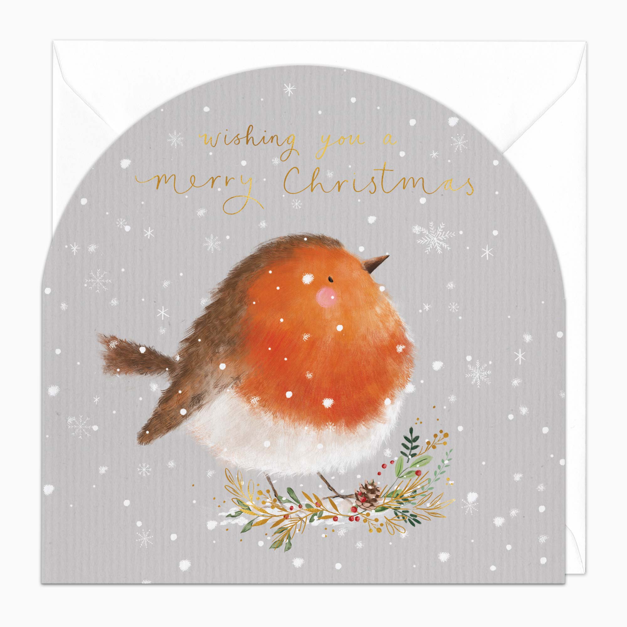 Christmas Card-XA310 - Snowy Robin Christmas Card-Whistlefish