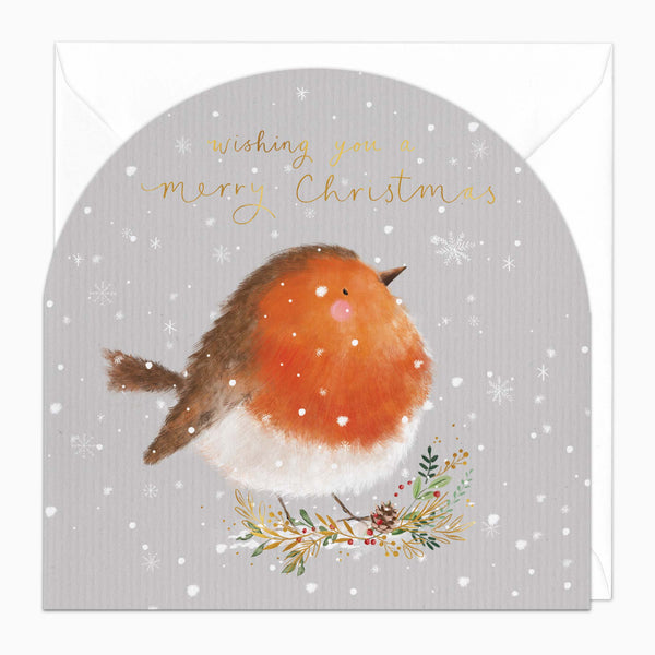 Christmas Card-XA310 - Snowy Robin Christmas Card-Whistlefish