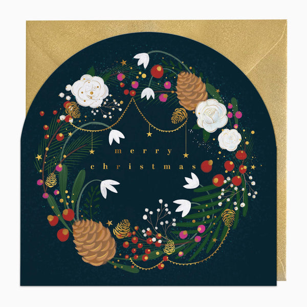 Christmas Card-XA316 - Snowdrop & Pinecones Christmas Card-Whistlefish