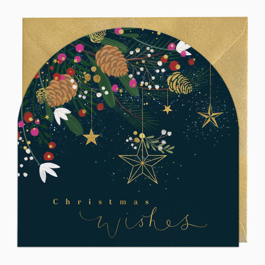 Christmas Card-XA317 - Stars & Pinecones Christmas Card-Whistlefish