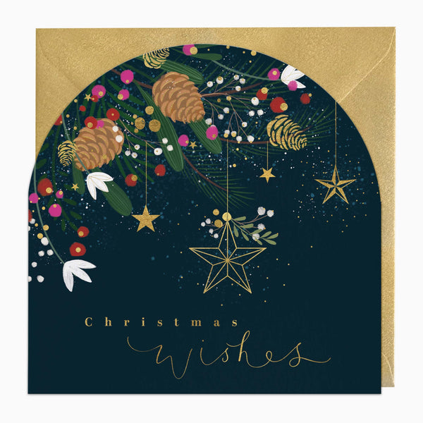 Christmas Card-XA317 - Stars & Pinecones Christmas Card-Whistlefish