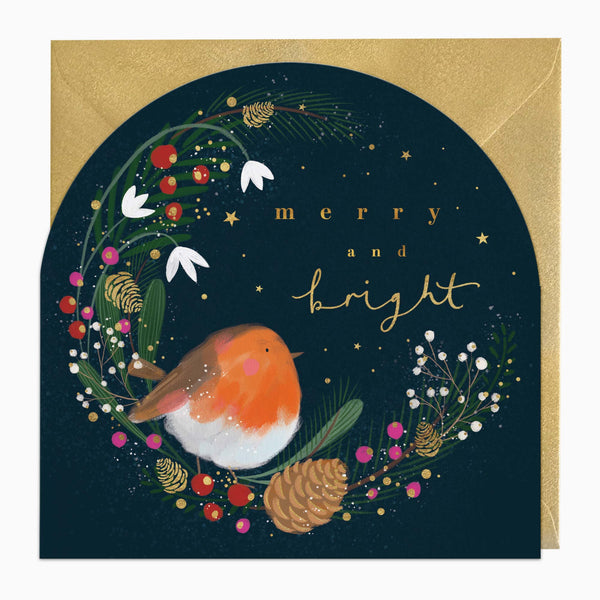 Christmas Card-XA318 - Robin & Pinecones Christmas Card-Whistlefish