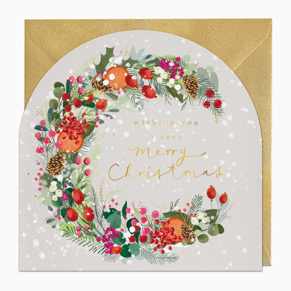 Christmas Card-XA324 - Vibrant Wreath Christmas Card-Whistlefish