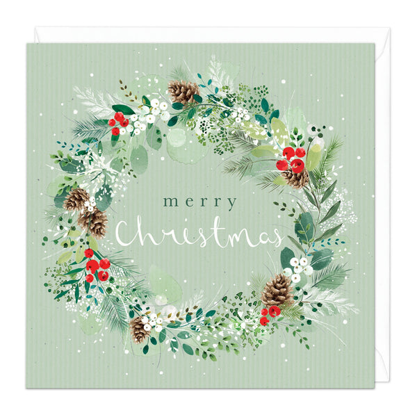 Christmas Card - Z031 - Floral Wreath Christmas Card - Floral Wreath Christmas Card - Whistlefish