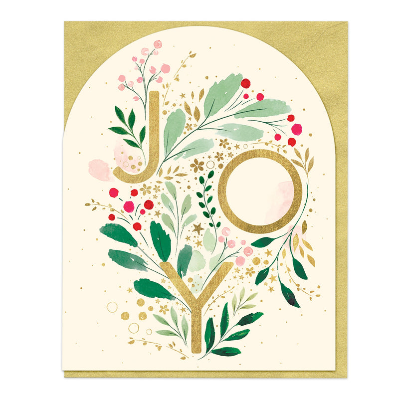 Christmas Card - Z040 -Arched Joyful Greens Christmas Card - Joyful Greens Christmas Arch Card - Whistlefish