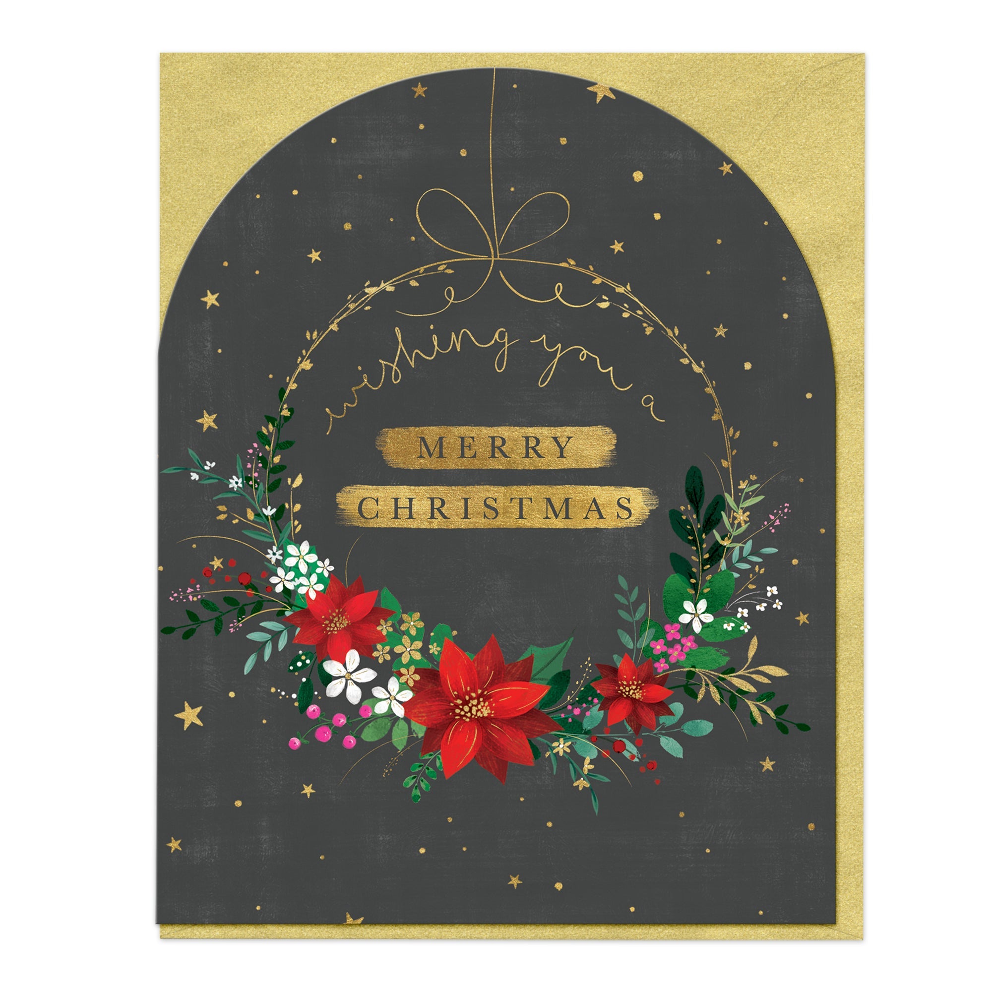 Arched Dark Wreath Merry Christmas Card - Whistlefish