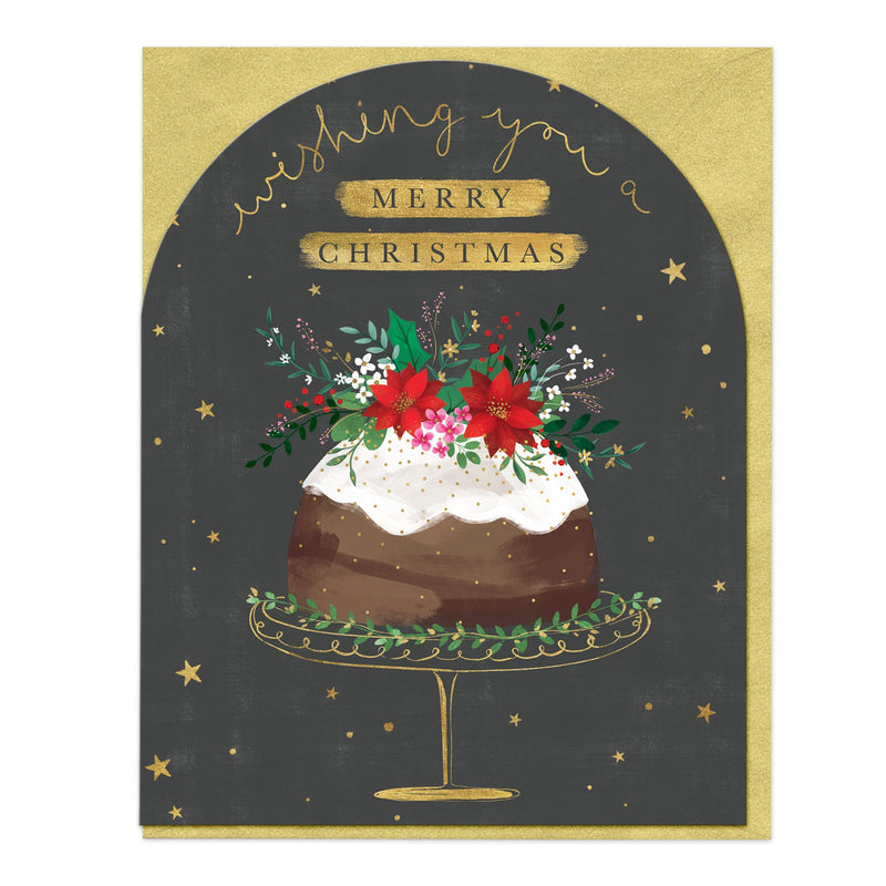 Christmas Card - Z046 - Arched Dark Pudding Merry Christmas Card - Merry Christmas Dark Pudding Arch Card - Whistlefish