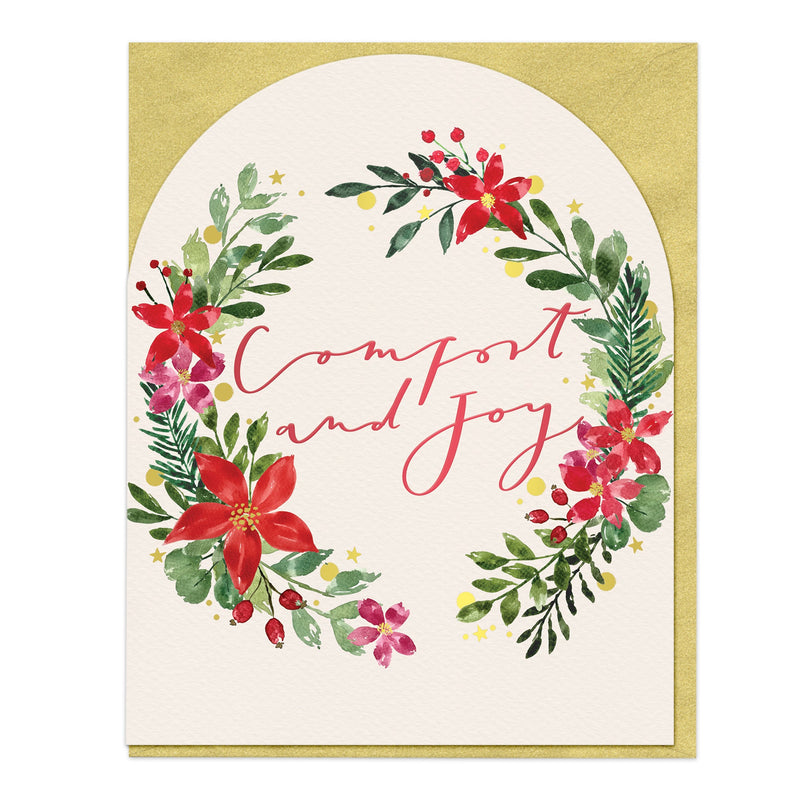 Christmas Card - Z049 - Arched Comfort & Joy Christmas Card - Comfort & Joy Christmas Arch Card - Whistlefish